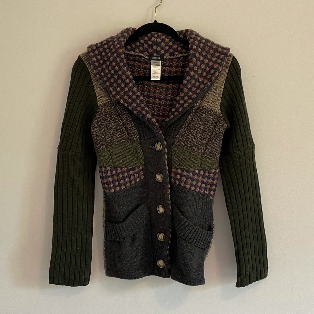 Handcut by Preloved patchwork sweater cardigan M